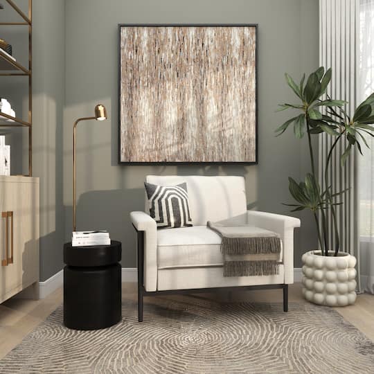 18" Black Metal Drum Accent Table